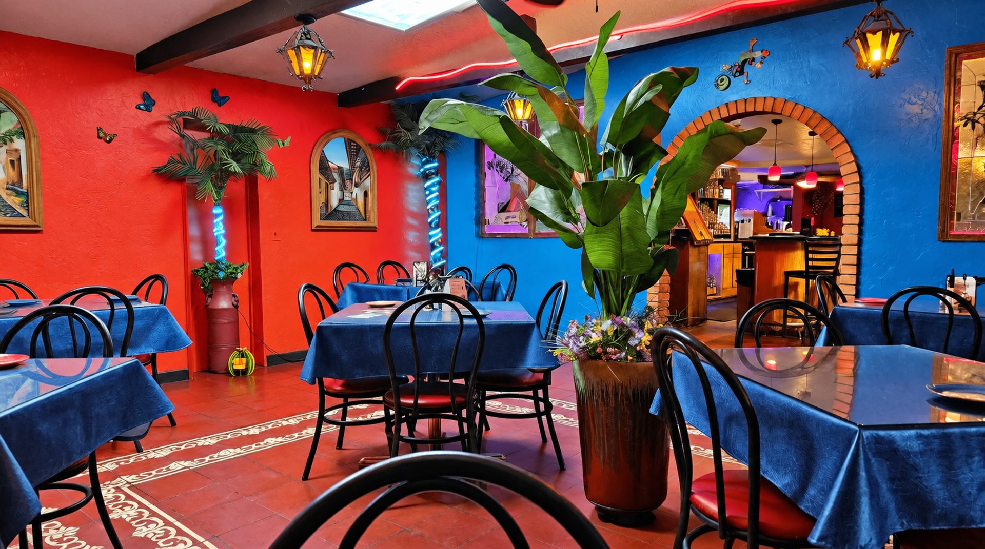 Murals, plants, and cantina