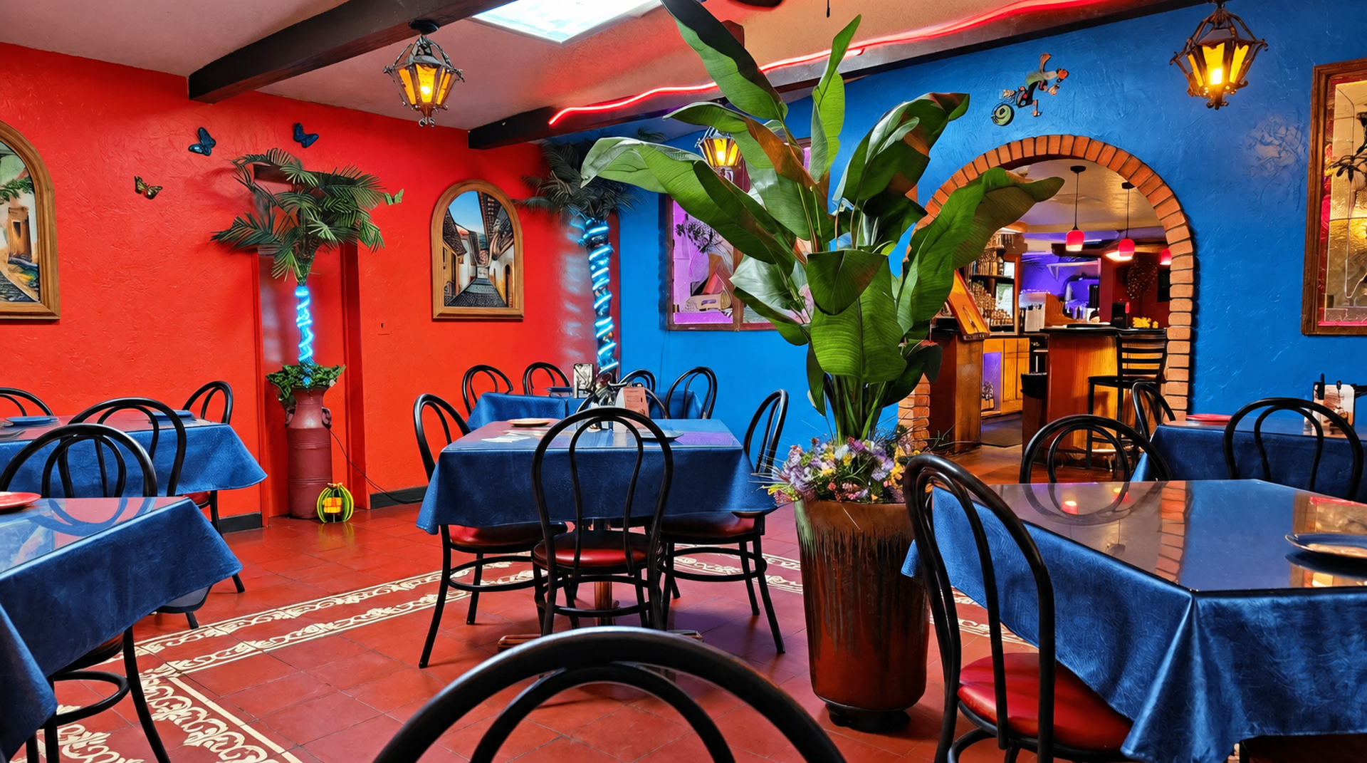 Murals, plants, and cantina