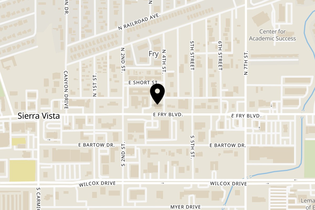 Map showing the location of La Casita Mexican Restaurant & Cantina on 465 E Fry Blvd in Sierra Vista
